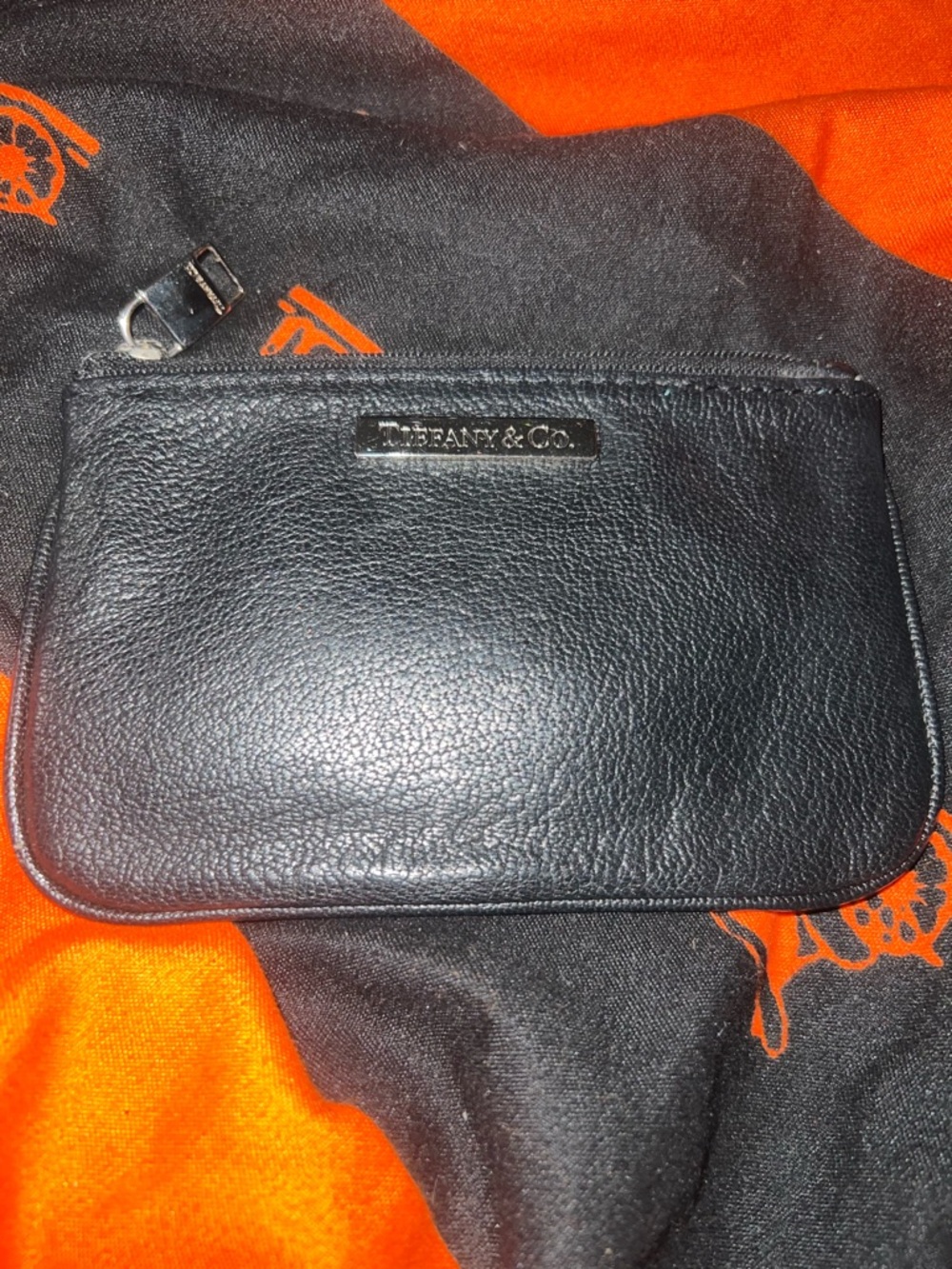Tiffany & Co. Black Leather Zip wallet/ pouch